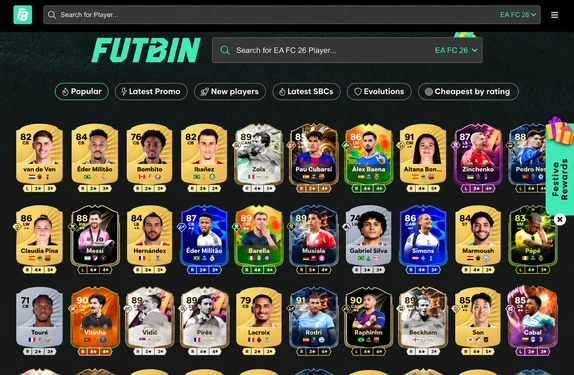 FUTBIN player database with football player cards