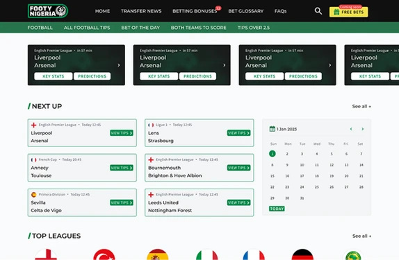 Footy Nigeria football predictions and fixtures
