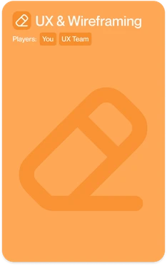 Orange UX and Wireframing card with a pencil